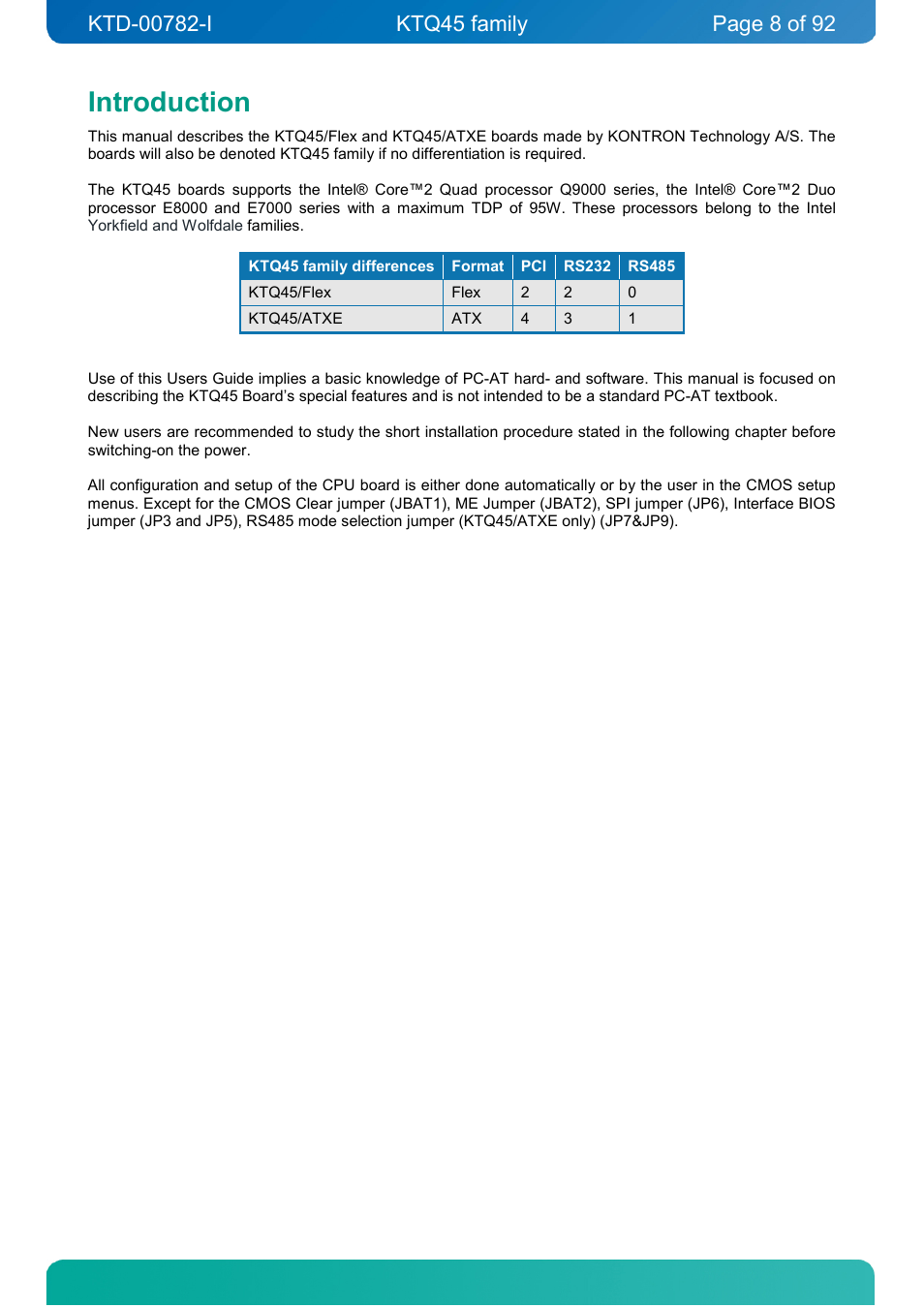 Introduction | Kontron KTQ45-FLEX User Manual | Page 8 / 92