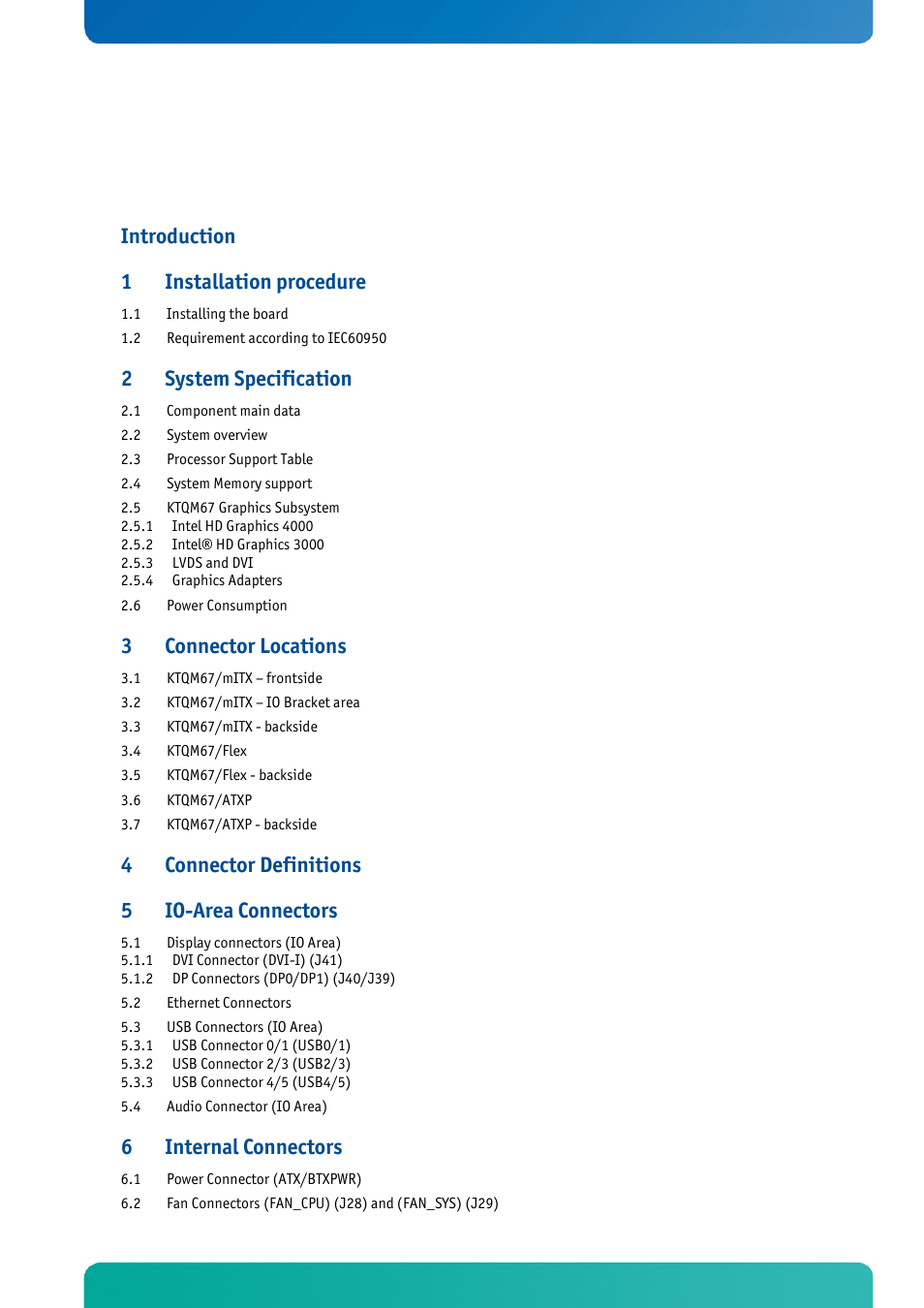 Kontron KTQM67-mITX User Manual | Page 4 / 148