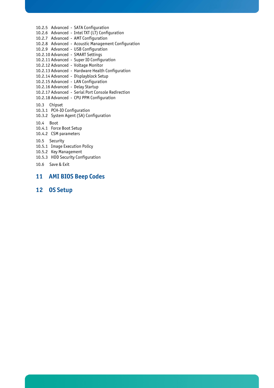 Ami bios beep codes, Os setup | Kontron KTQM67-mITX User Manual | Page 6 / 148
