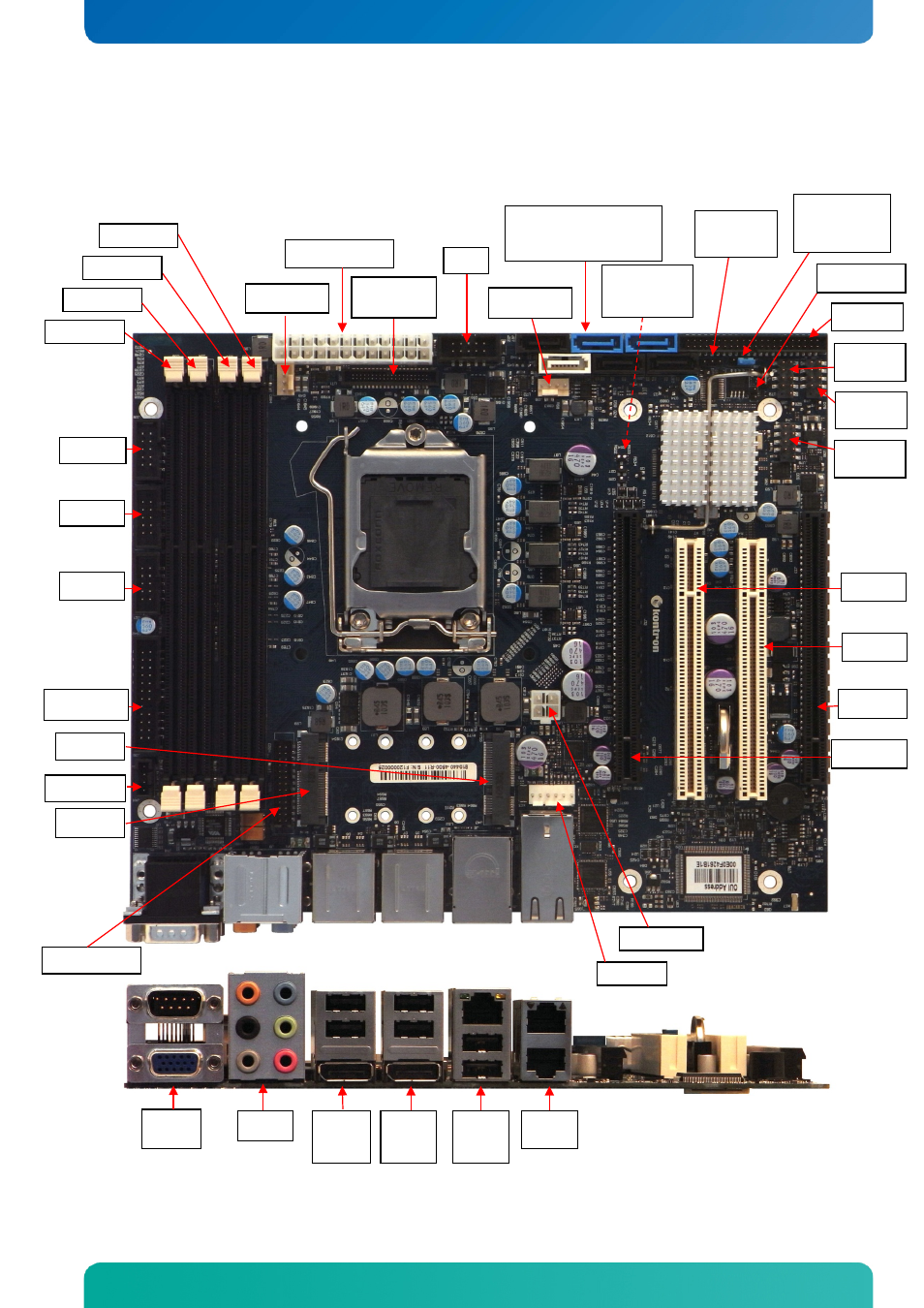 3 connector locations, 1 ktq67/flex – frontside, Connector locations | Ktq67/flex – frontside, Connector location | Kontron KTQ67-FLEX User Manual | Page 25 / 137