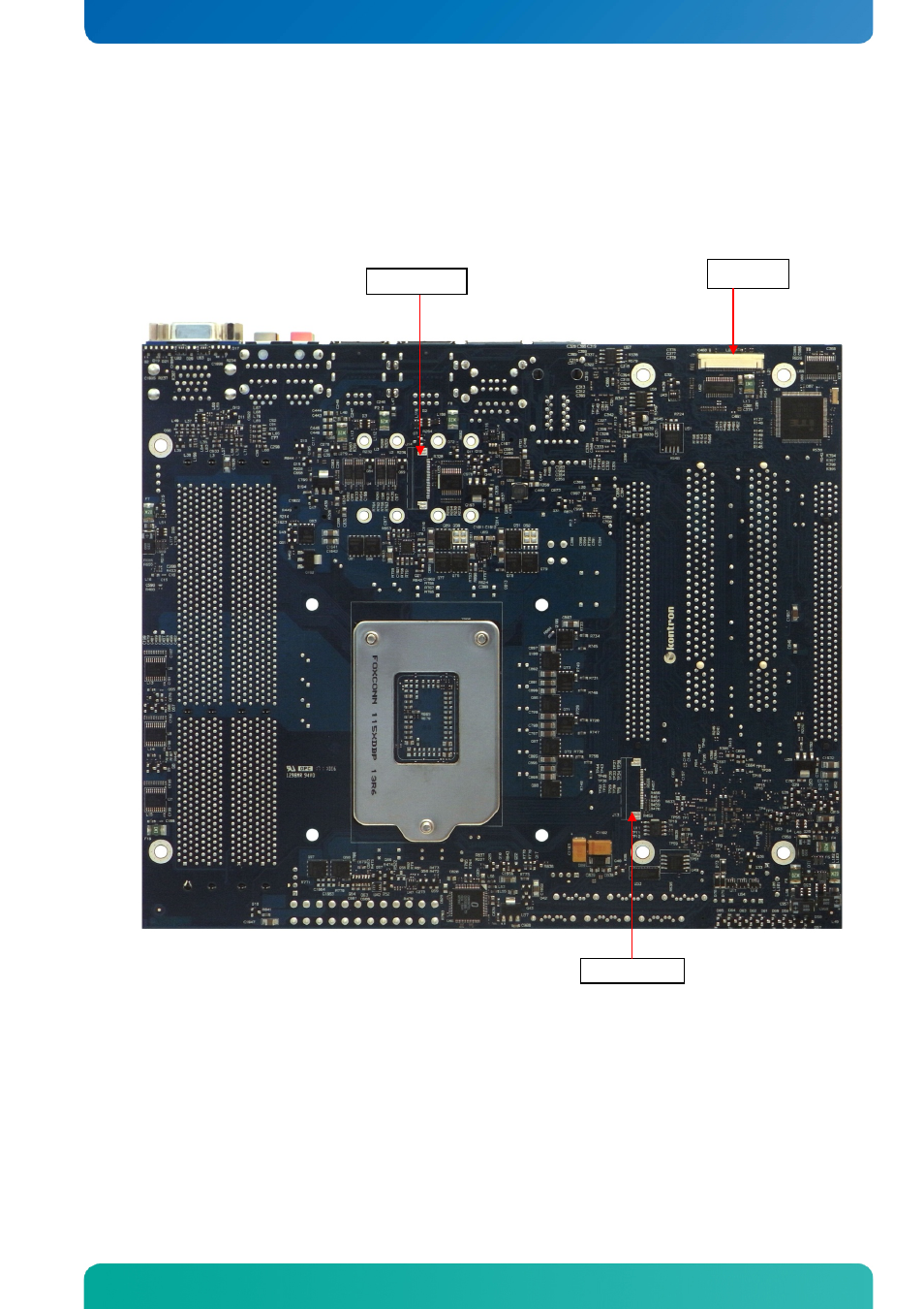2 ktq67/flex - backside, Ktq67/flex - backside, Connector location | Kontron KTQ67-FLEX User Manual | Page 26 / 137