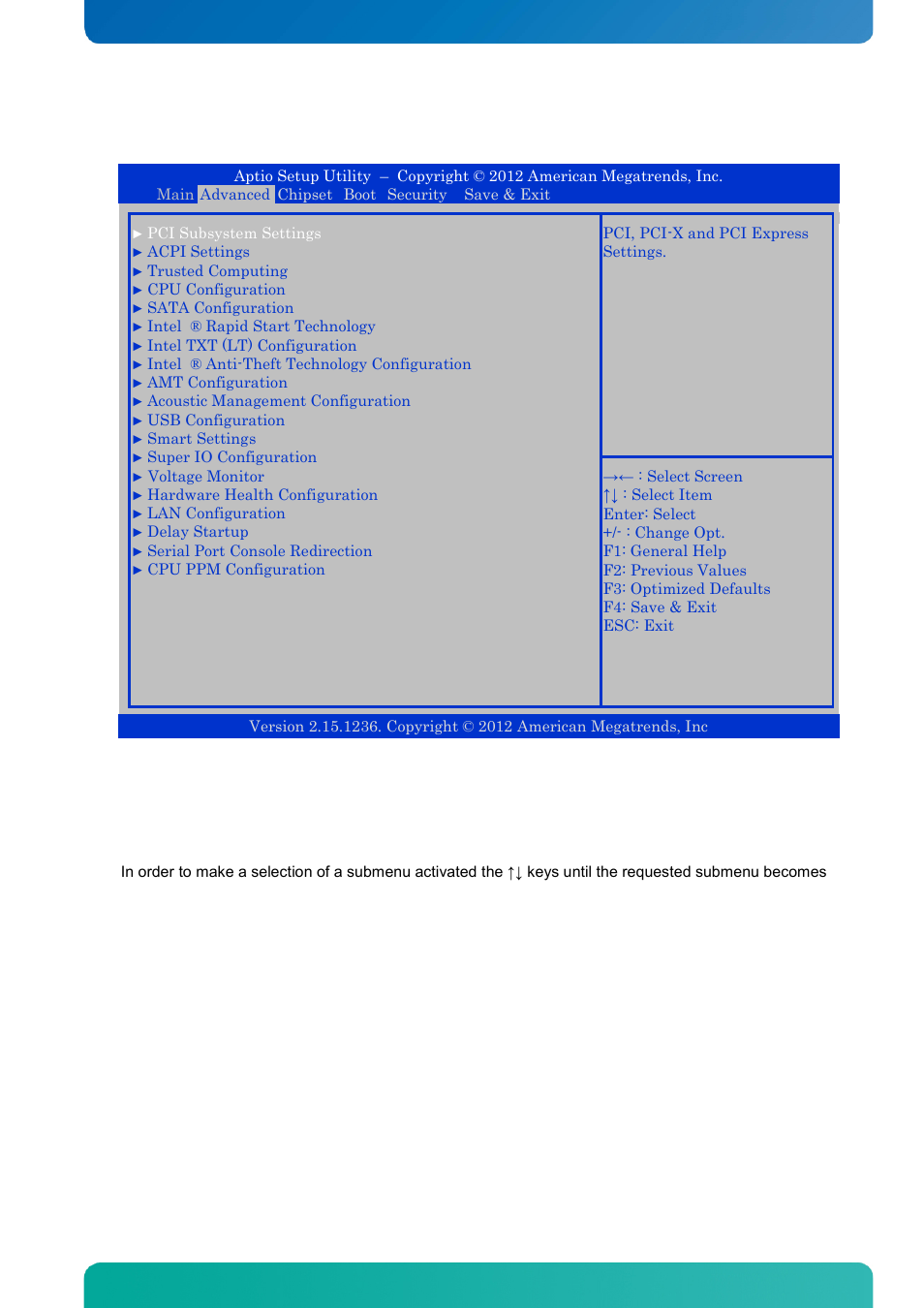 2 advanced, Advanced, Bios - advanced | Kontron KTQ67-FLEX User Manual | Page 69 / 137