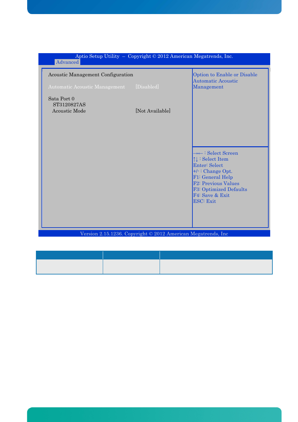 10 advanced - acoustic management configuration, Advanced - acoustic management configuration, Bios - advanced | Kontron KTQ67-FLEX User Manual | Page 88 / 137