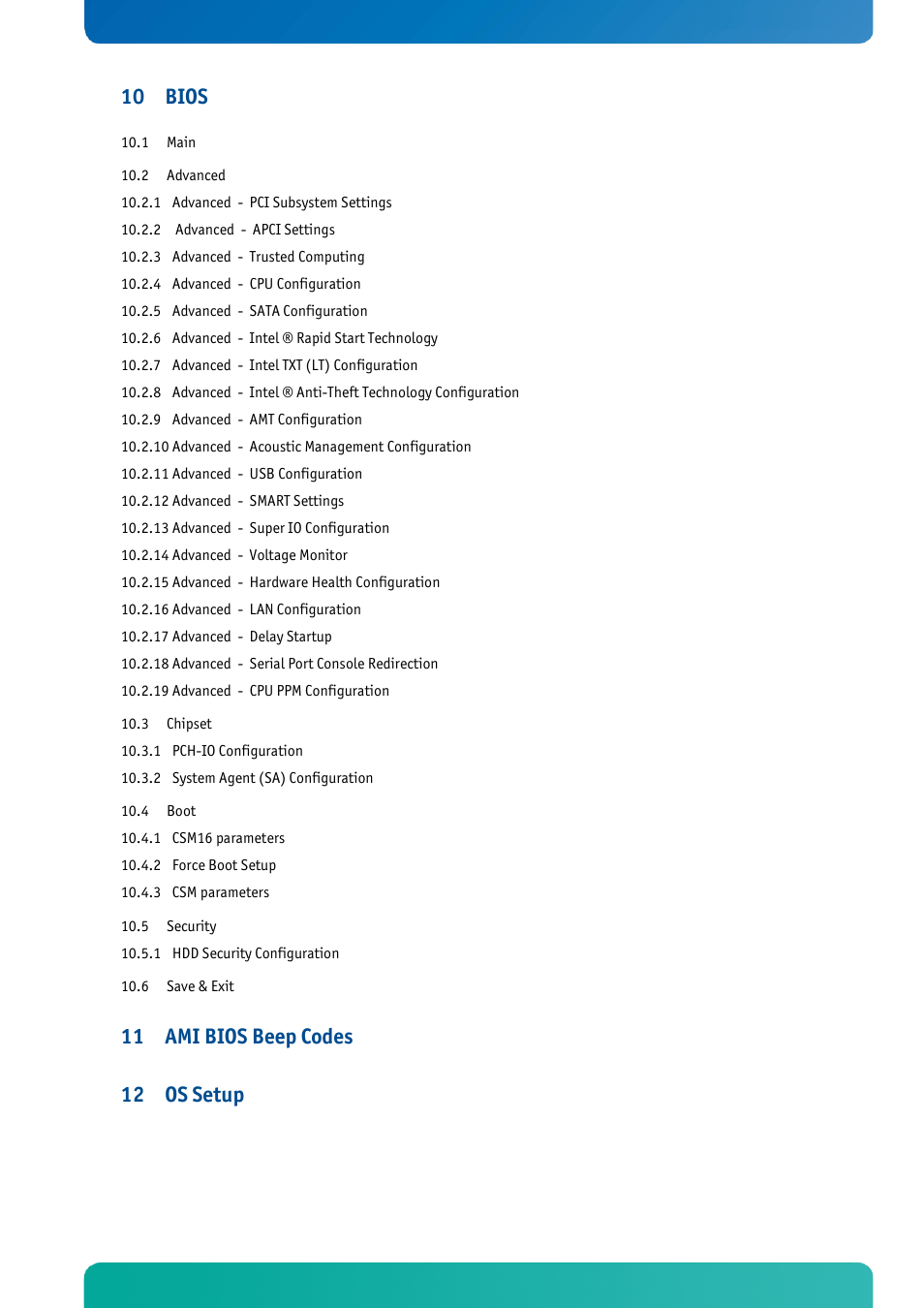 Bios, Ami bios beep codes, Os setup | Kontron KTQ67-FLEX MED User Manual | Page 6 / 129