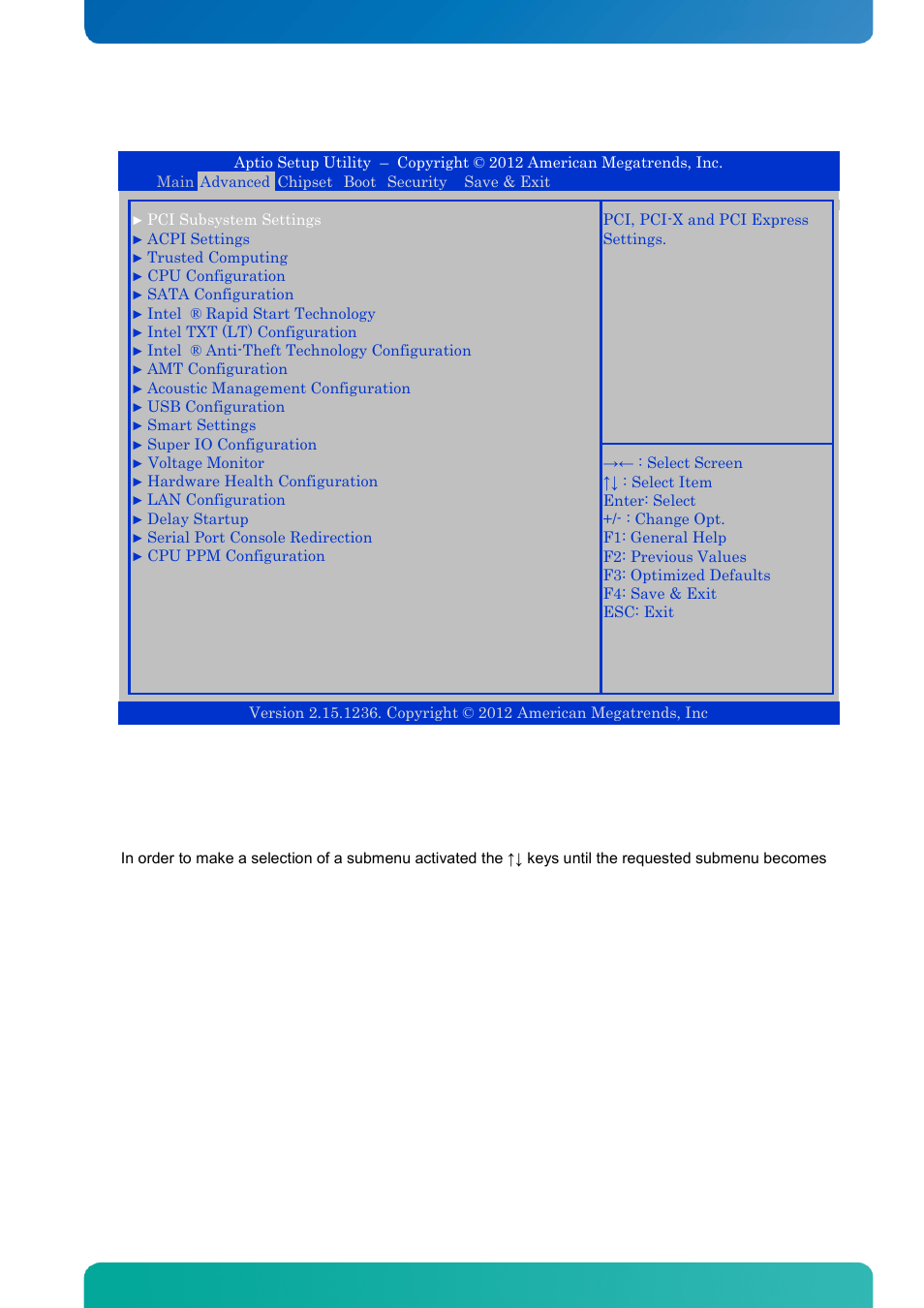 2 advanced, Advanced, Bios - advanced | Kontron KTQ67-FLEX MED User Manual | Page 62 / 129