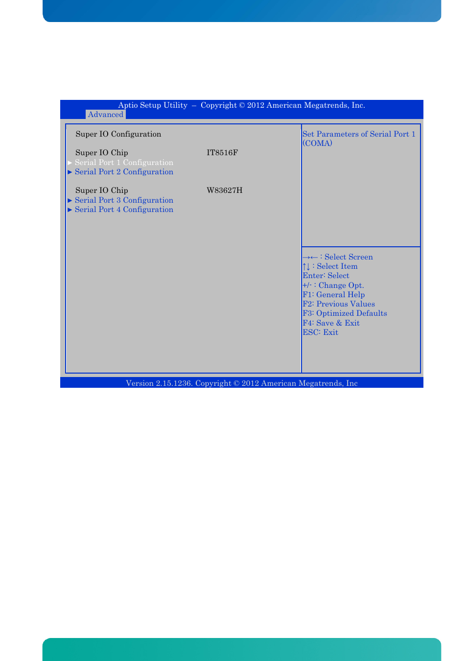 13 advanced - super io configuration, Advanced - super io configuration, Bios - advanced | Kontron KTQ67-FLEX MED User Manual | Page 84 / 129