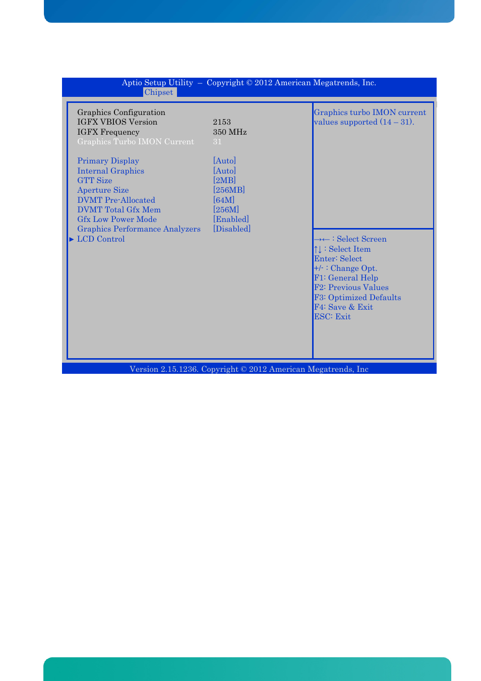 Graphics configuration, Bios - chipset | Kontron KTQ77-FLEX User Manual | Page 115 / 141
