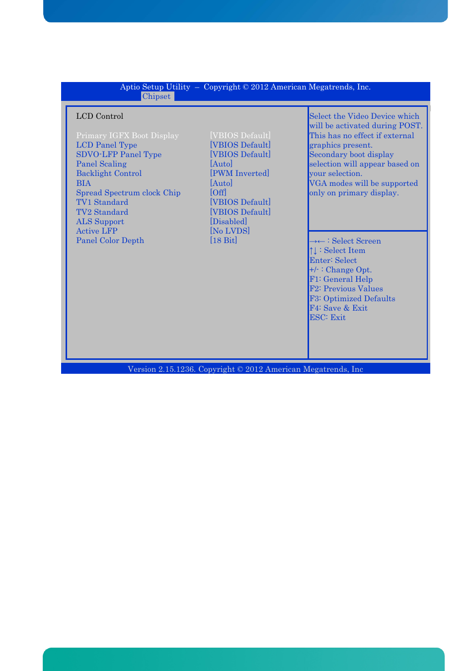 Lcd control, Bios - chipset | Kontron KTQ77-FLEX User Manual | Page 117 / 141