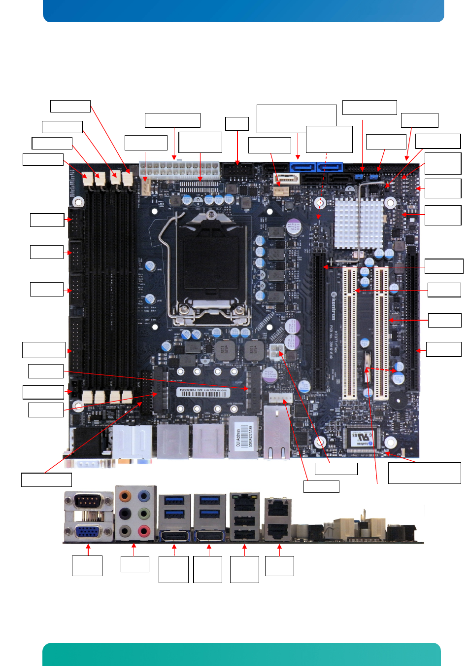 3 connector locations, 1 ktq77/flex – frontside, Connector locations | Ktq77/flex – frontside, Connector location | Kontron KTQ77-FLEX User Manual | Page 25 / 141