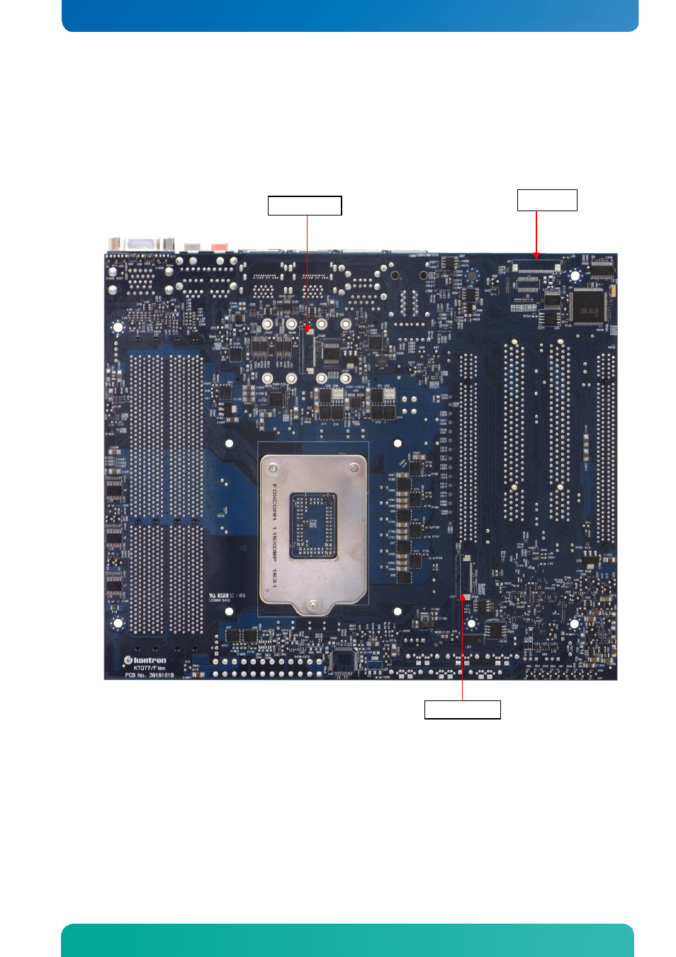 2 ktq77/flex - backside, Ktq77/flex - backside, Connector location | Kontron KTQ77-FLEX User Manual | Page 26 / 141