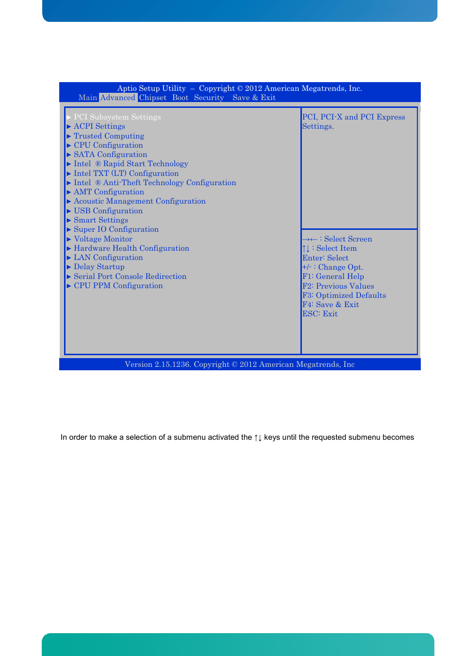 2 advanced, Advanced, Bios - advanced | Kontron KTQ77-FLEX User Manual | Page 68 / 141