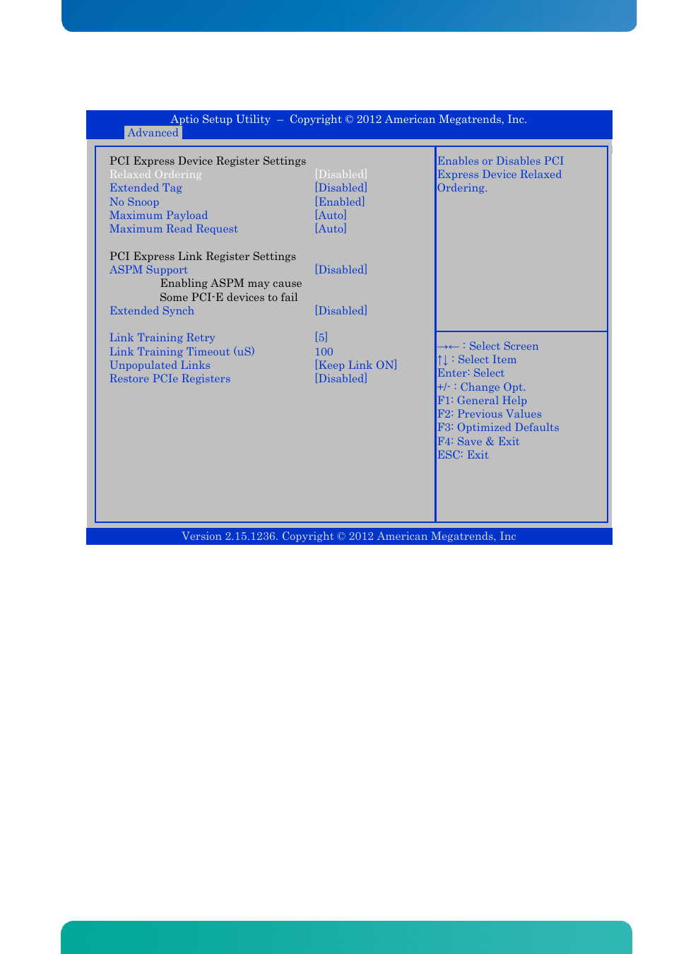 1 pci express settings, Bios - advanced | Kontron KTQ77-FLEX User Manual | Page 70 / 141