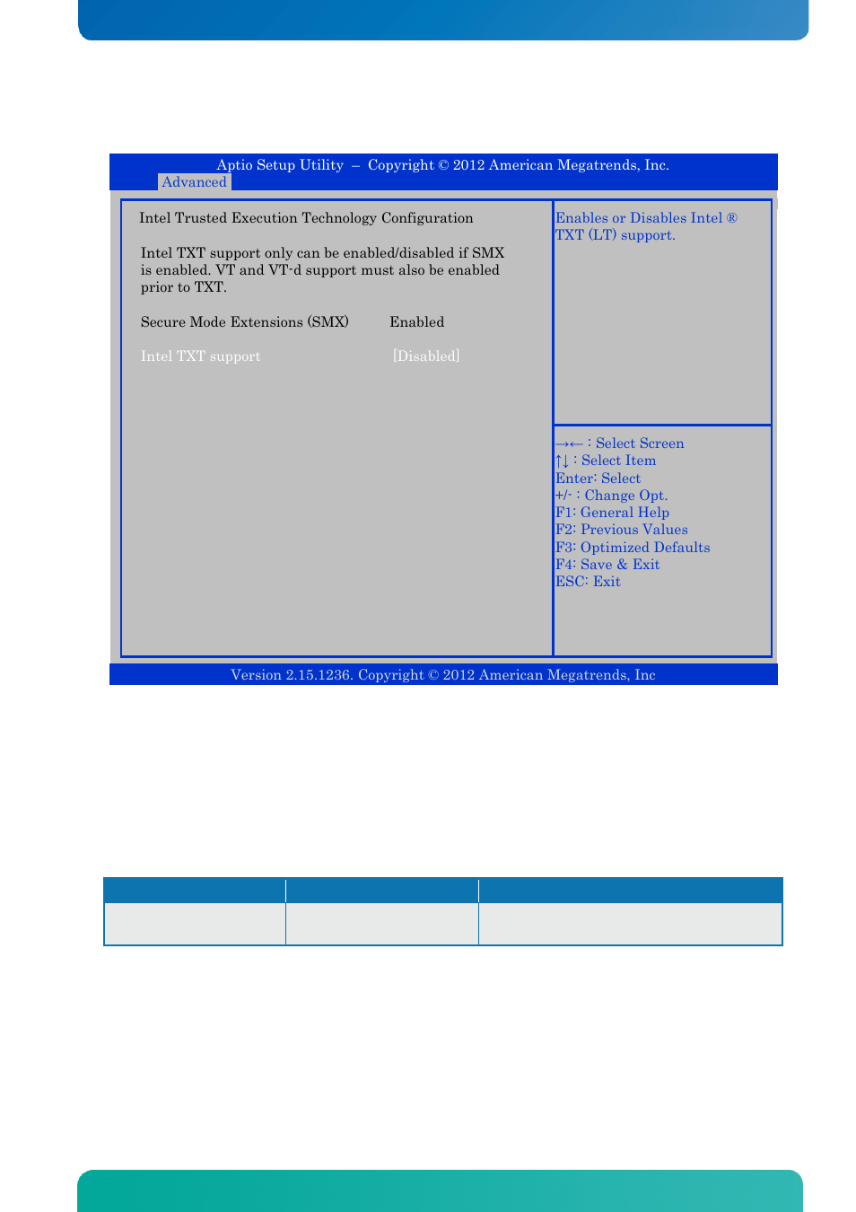 7 advanced - intel txt (lt) configuration, Advanced - intel txt (lt) configuration, Bios - advanced | Kontron KTQ77-FLEX User Manual | Page 83 / 141