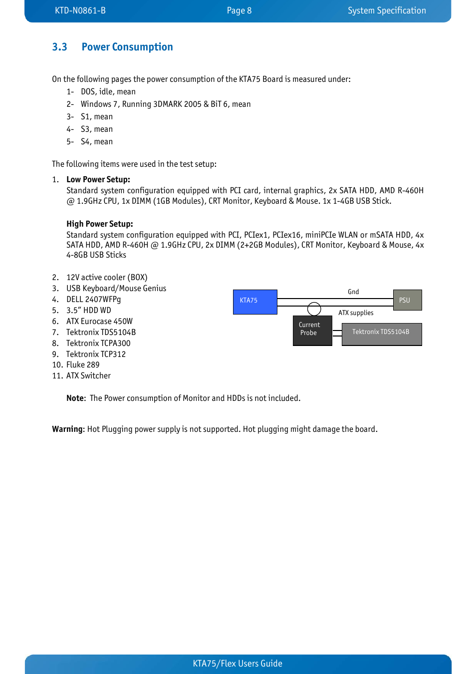 3 power consumption, Power consumption | Kontron KTA75-FLEX User Manual | Page 16 / 90