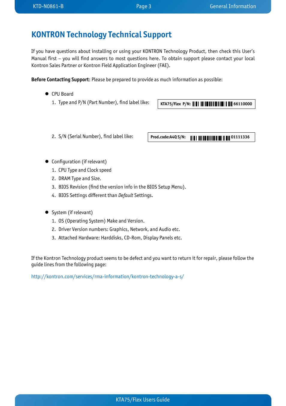 Kontron technology technical support | Kontron KTA75-FLEX User Manual | Page 6 / 90