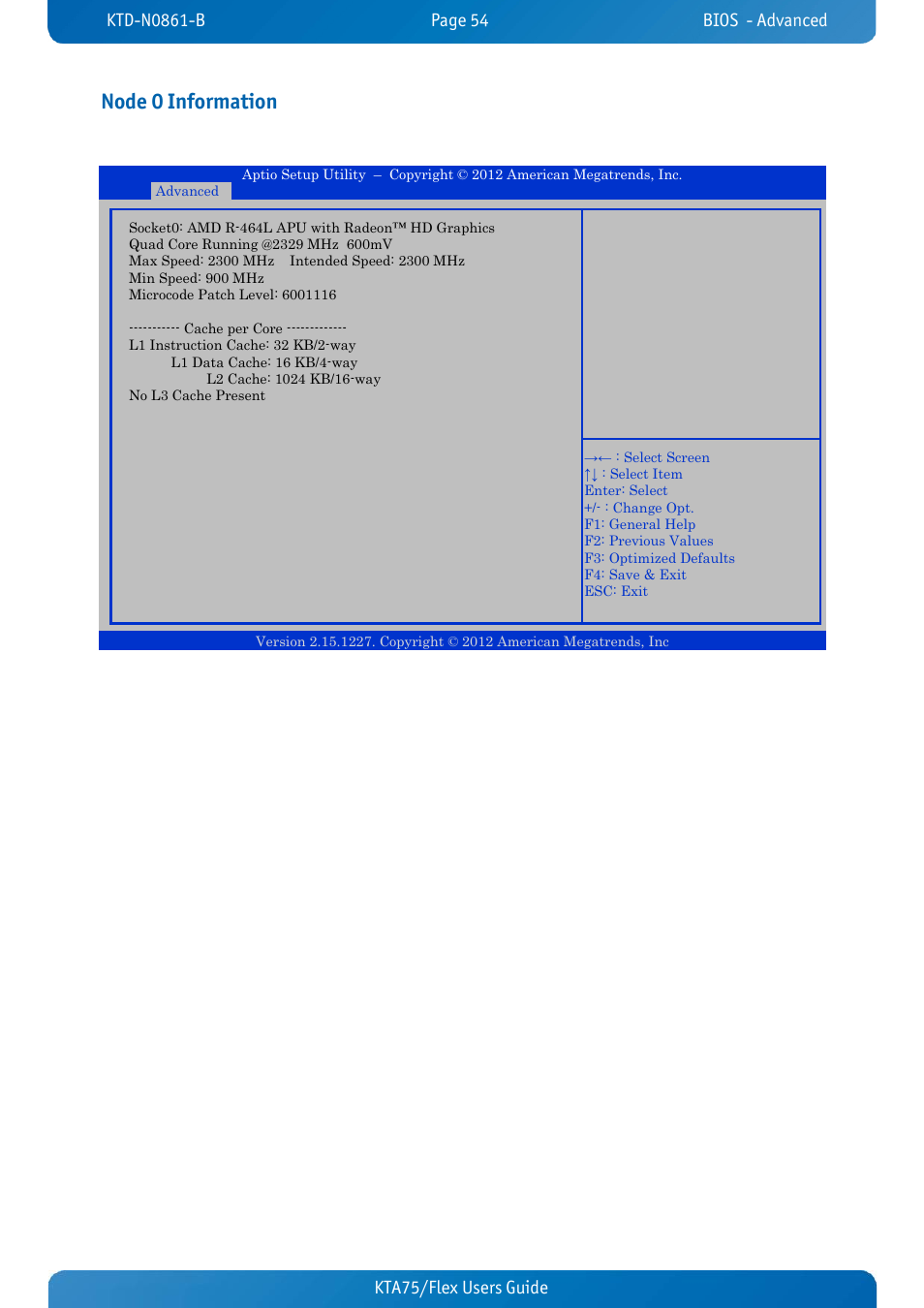 Node 0 information, Kta75/flex users guide kta70m/mitx users guide | Kontron KTA75-FLEX User Manual | Page 62 / 90