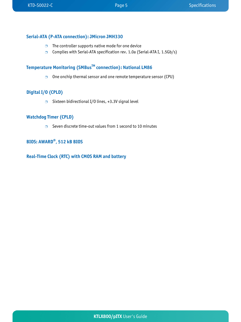 Kontron KTLX800-pITX User Manual | Page 10 / 66