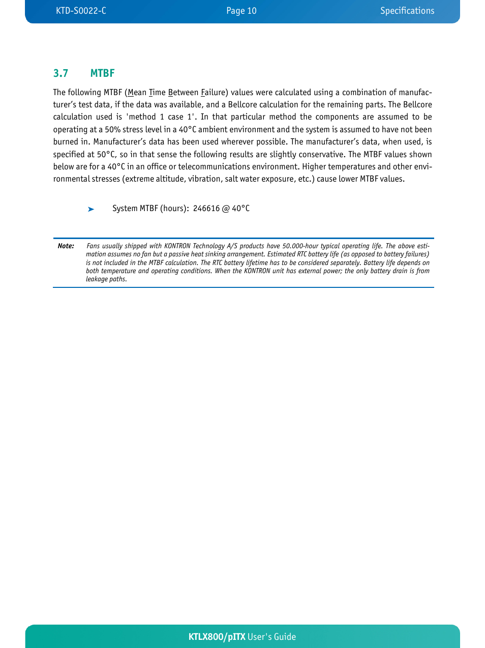 7 mtbf | Kontron KTLX800-pITX User Manual | Page 15 / 66