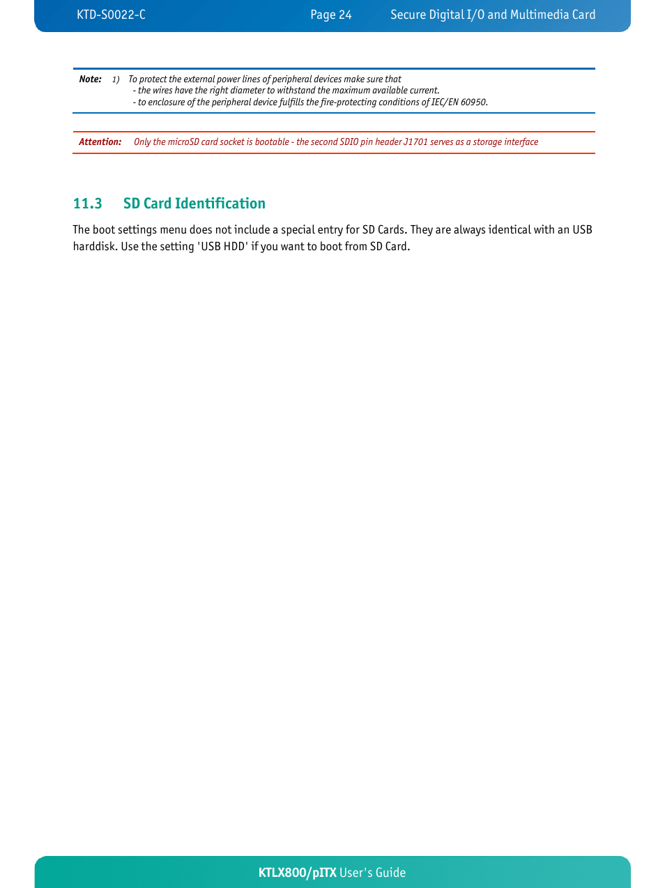 3 sd card identification | Kontron KTLX800-pITX User Manual | Page 29 / 66