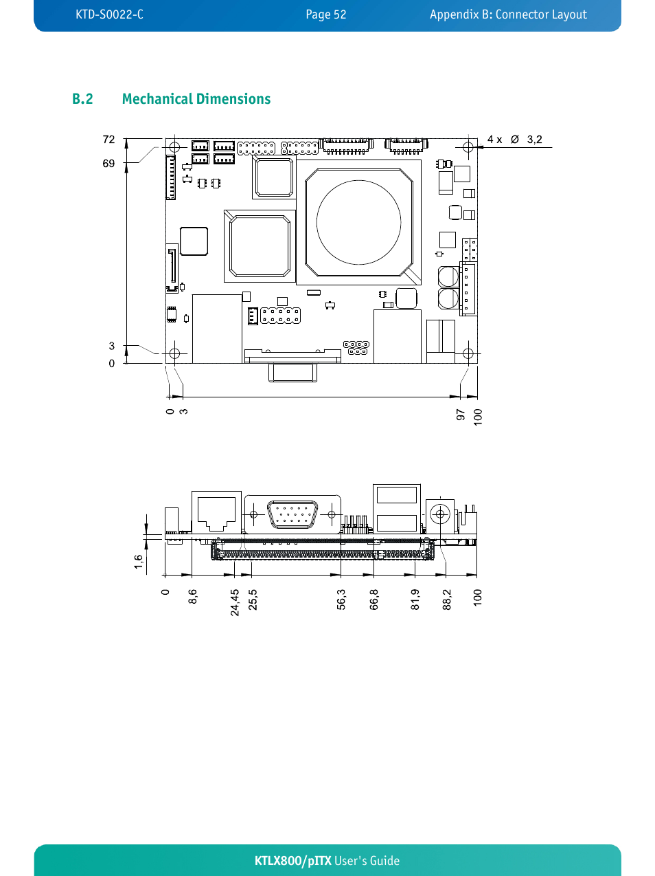 B.2 mechanical dimensions | Kontron KTLX800-pITX User Manual | Page 57 / 66