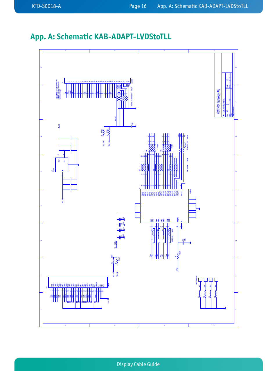 App. a: schematic kab-adapt-lvdstotll, Display cable guide | Kontron KTD-S0018-A User Manual | Page 18 / 19