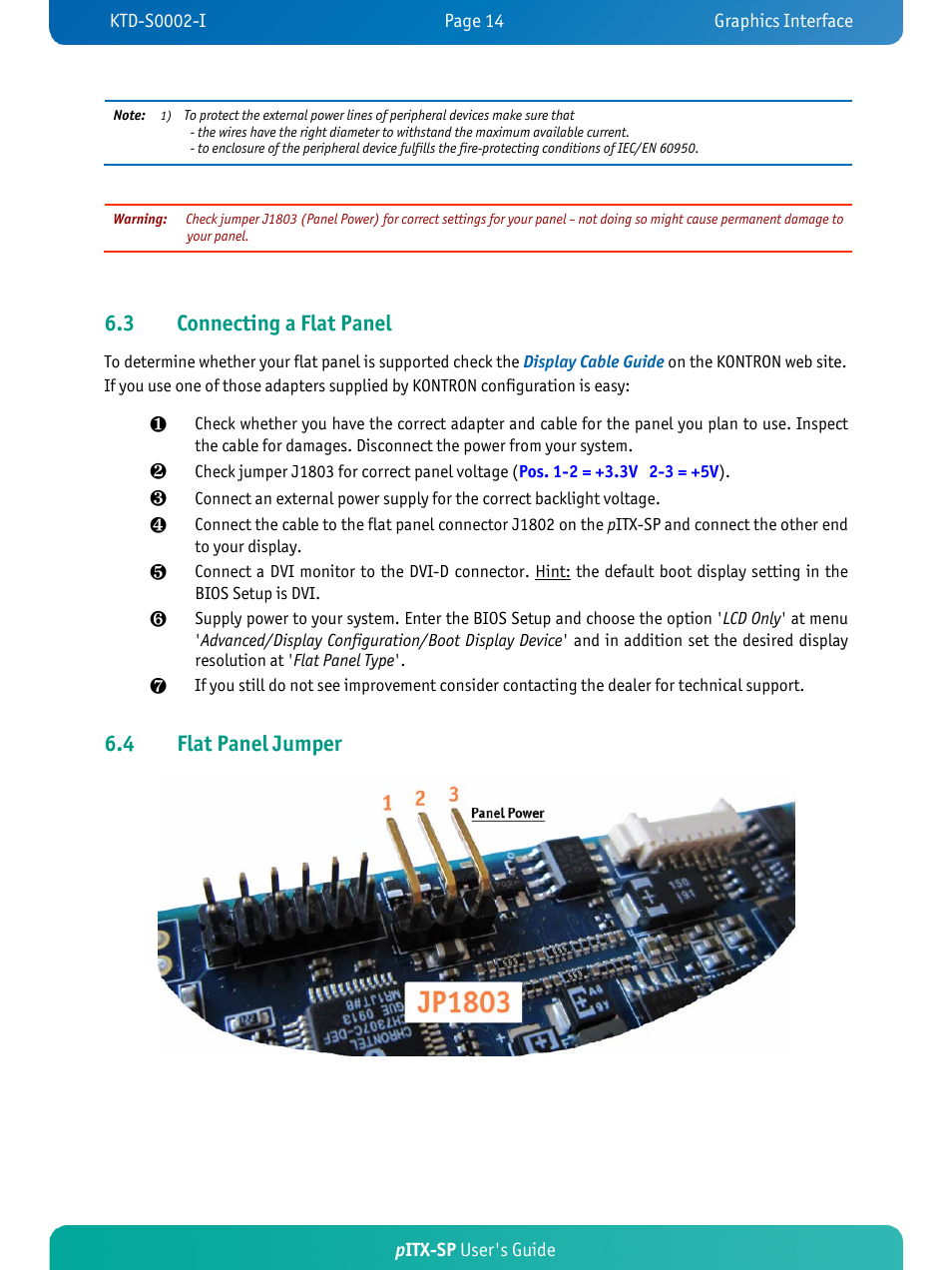3 connecting a flat panel, 4 flat panel jumper | Kontron pITX-SP User Manual | Page 19 / 67