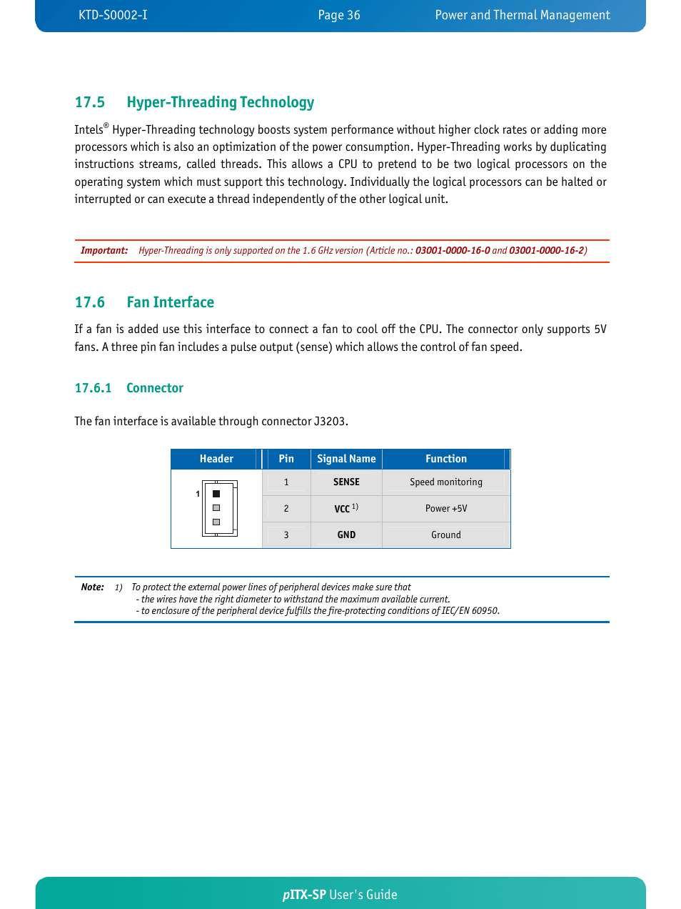 5 hyper-threading technology, 6 fan interface, Pitx-sp user's guide | 1 connector | Kontron pITX-SP User Manual | Page 41 / 67