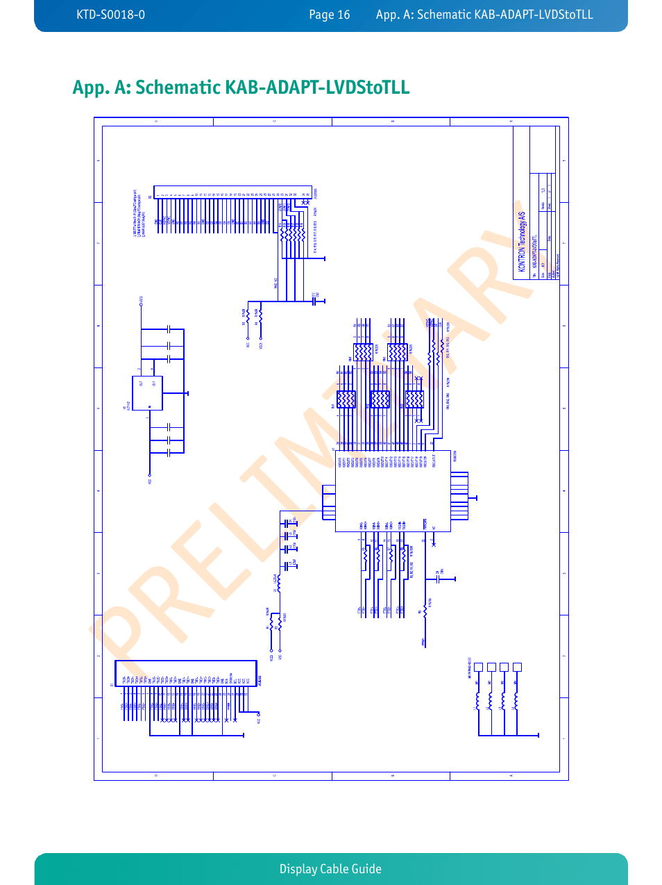 App. a: schematic kab-adapt-lvdstotll, Display cable guide | Kontron pITX-SP Display Cable User Manual | Page 18 / 19