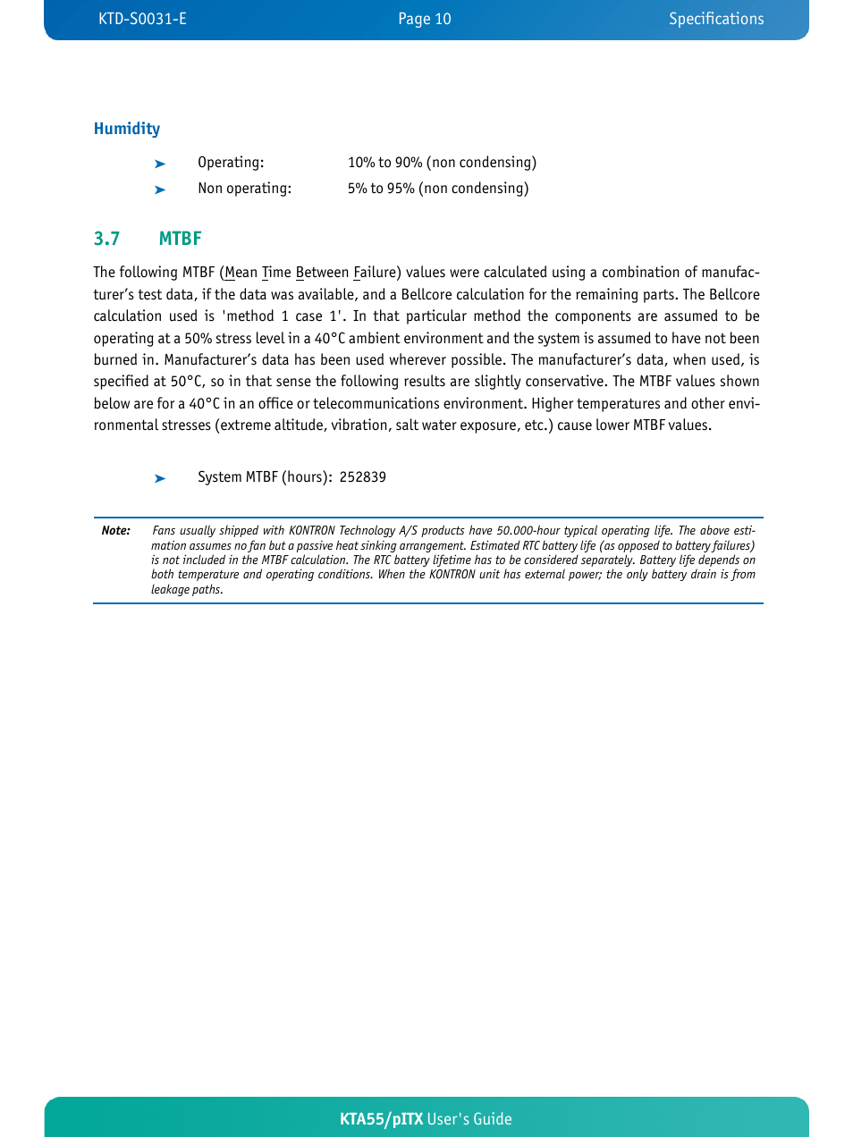 7 mtbf | Kontron KTA55-pITX User Manual | Page 14 / 67