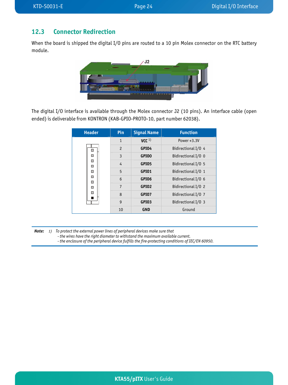 3 connector redirection, Kta55/pitx user's guide | Kontron KTA55-pITX User Manual | Page 28 / 67