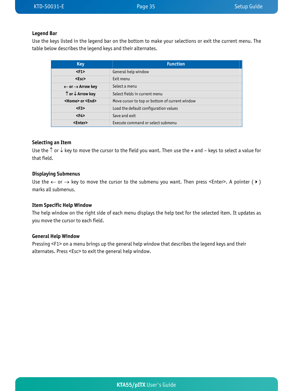 Kta55/pitx user's guide | Kontron KTA55-pITX User Manual | Page 39 / 67