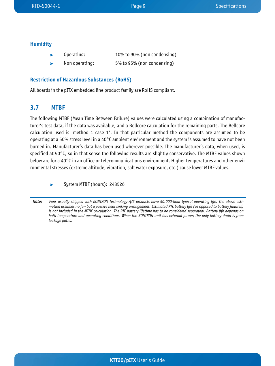 7 mtbf | Kontron KTT20-pITX User Manual | Page 13 / 52