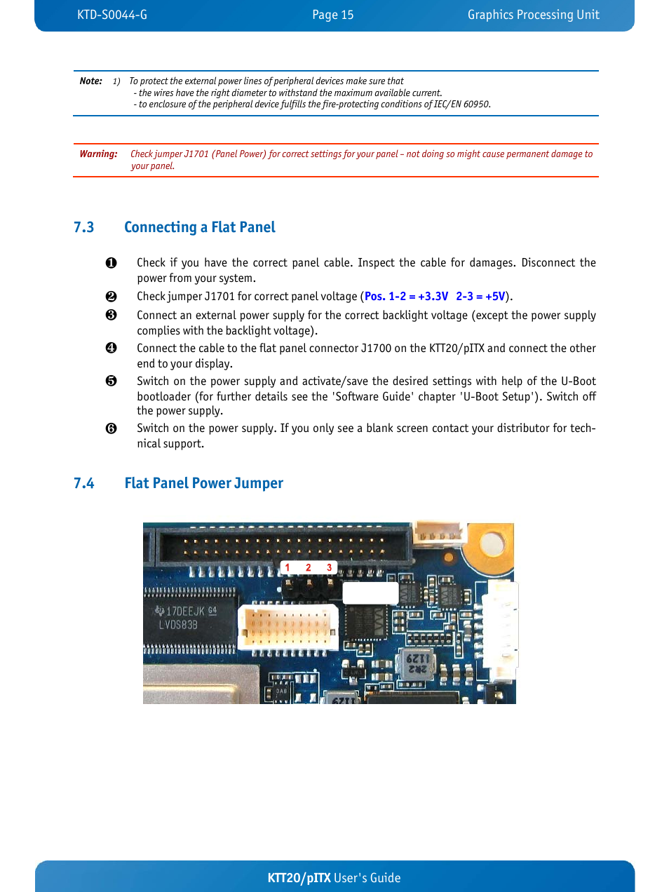 3 connecting a flat panel | Kontron KTT20-pITX User Manual | Page 19 / 52