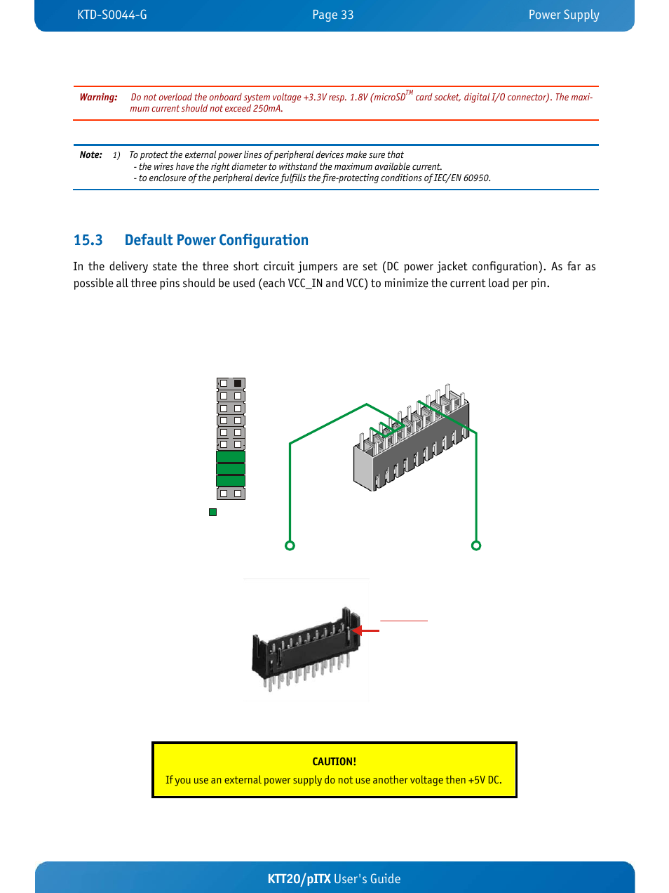 3 default power configuration, Ktt20/pitx user's guide | Kontron KTT20-pITX User Manual | Page 37 / 52