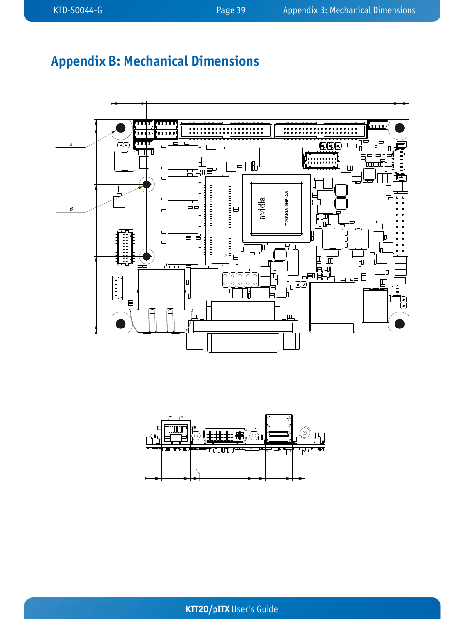 Appendix b: mechanical dimensions, Ktt20/pitx user's guide | Kontron KTT20-pITX User Manual | Page 43 / 52