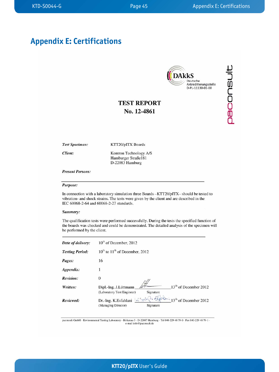 Appendix e: certifications | Kontron KTT20-pITX User Manual | Page 49 / 52