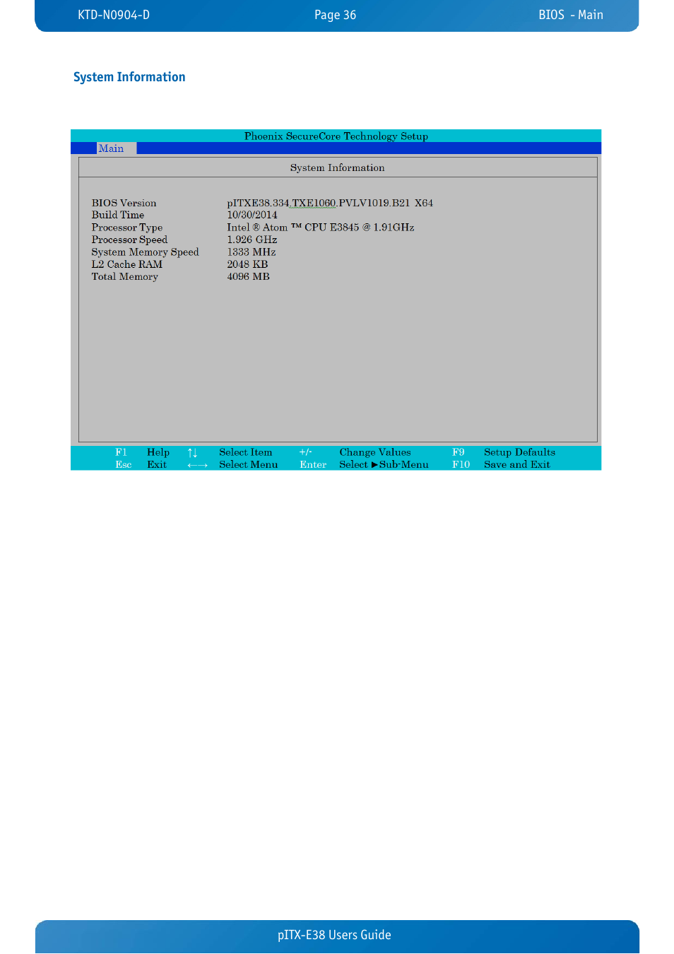 System information, Pitx-e38 users guide system information | Kontron pITX-E38 User Manual | Page 38 / 61