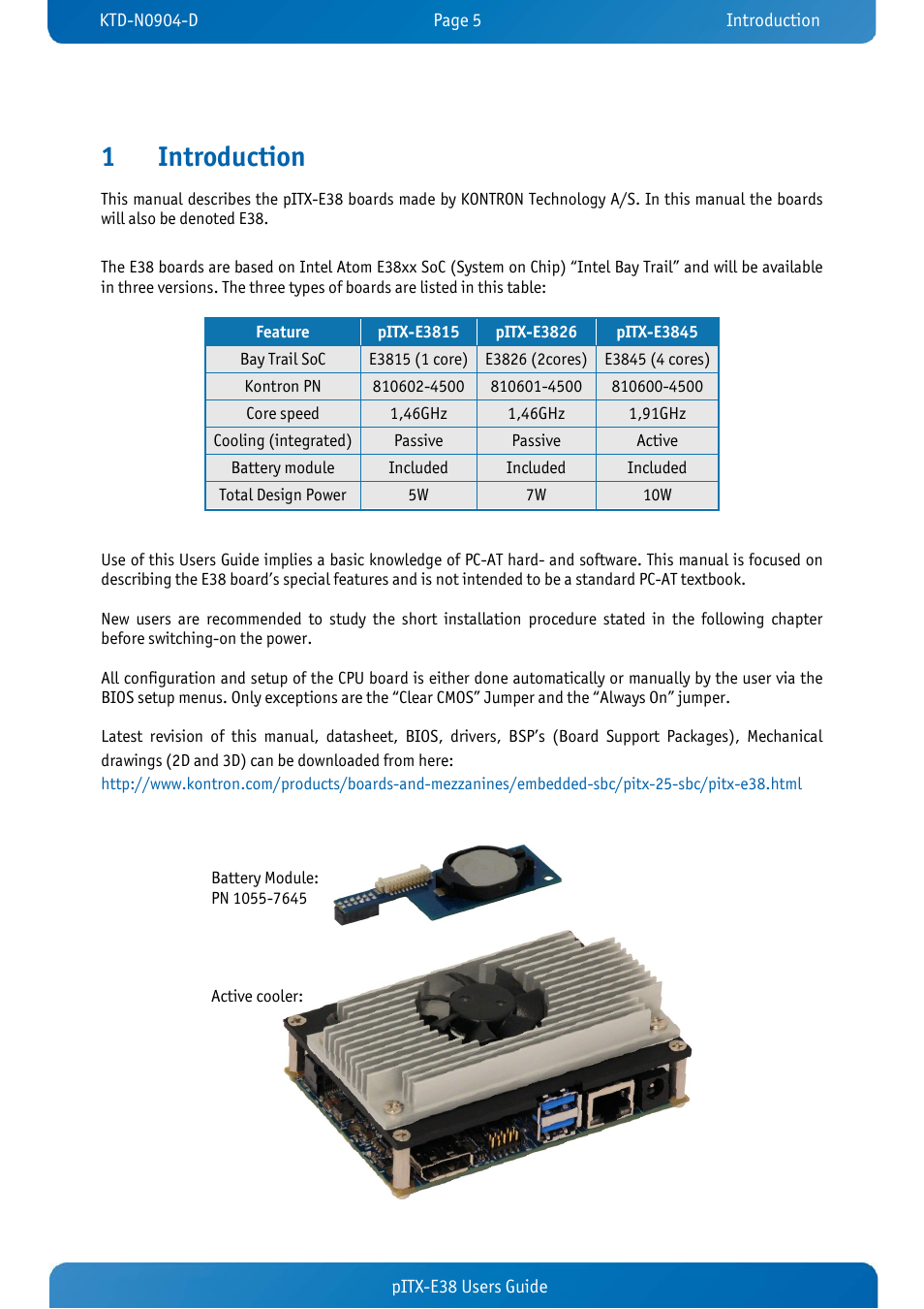 1 introduction, Introduction, 1introduction | Kontron pITX-E38 User Manual | Page 7 / 61