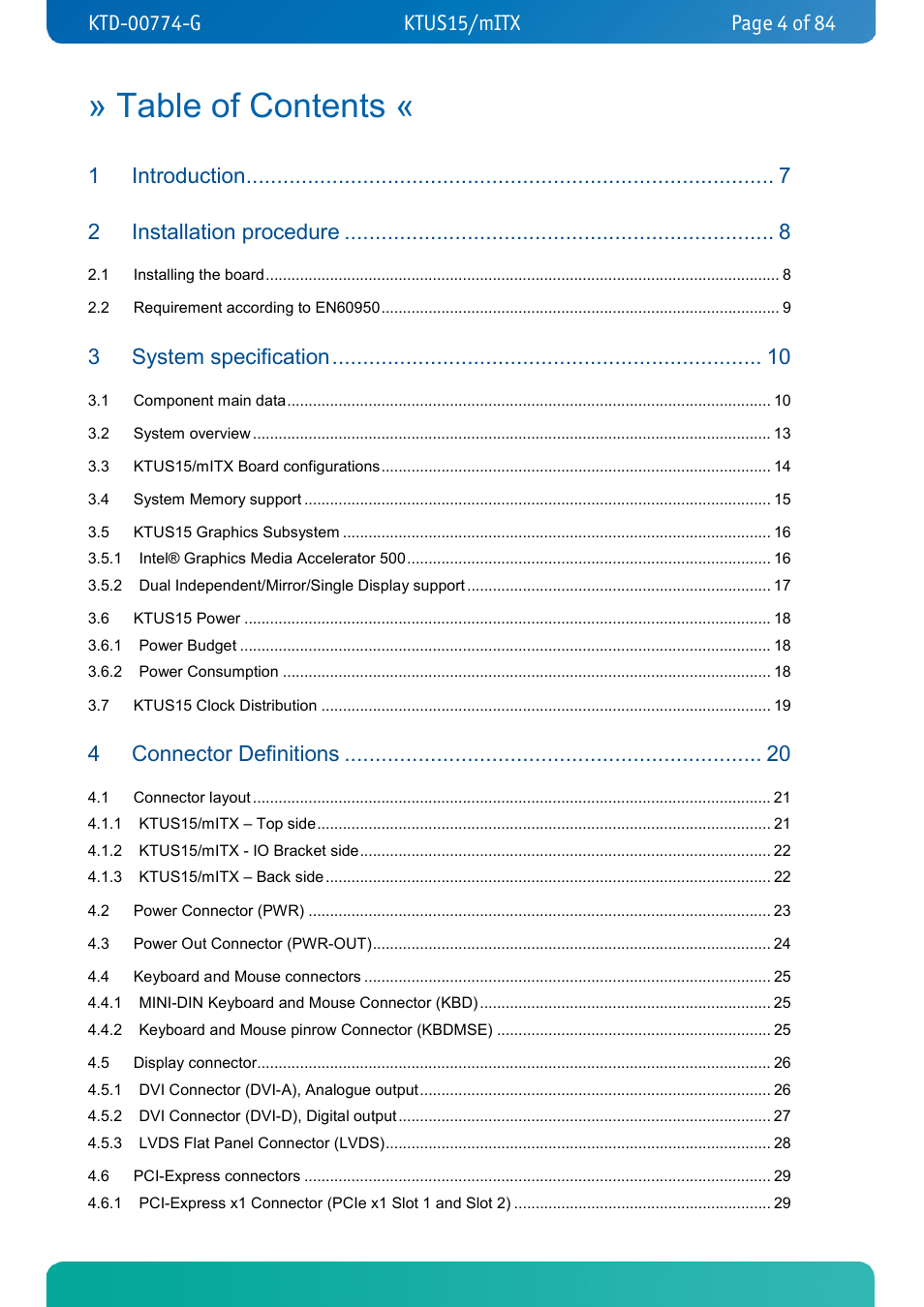 Kontron KTUS15-mITX - 1.1 Basic User Manual | Page 4 / 84