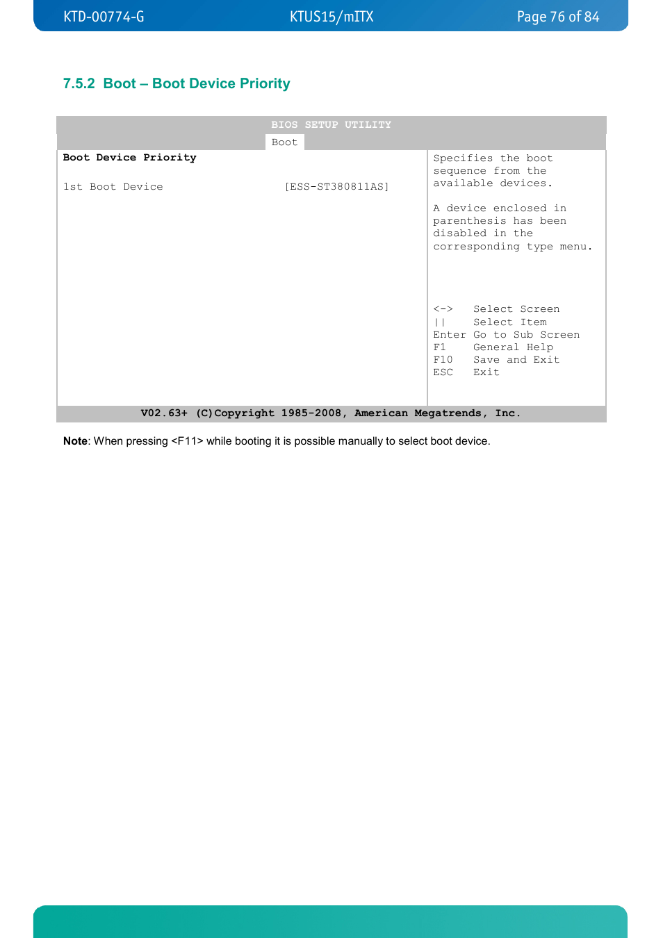 2 boot – boot device priority, Boot – boot device priority | Kontron KTUS15-mITX - 1.1 Basic User Manual | Page 76 / 84