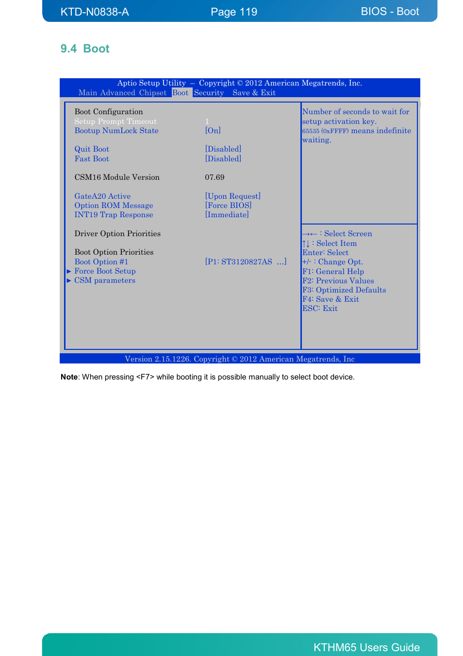 4 boot, Boot, Bios - boot | Kontron KTHM65-mITX User Manual | Page 119 / 129