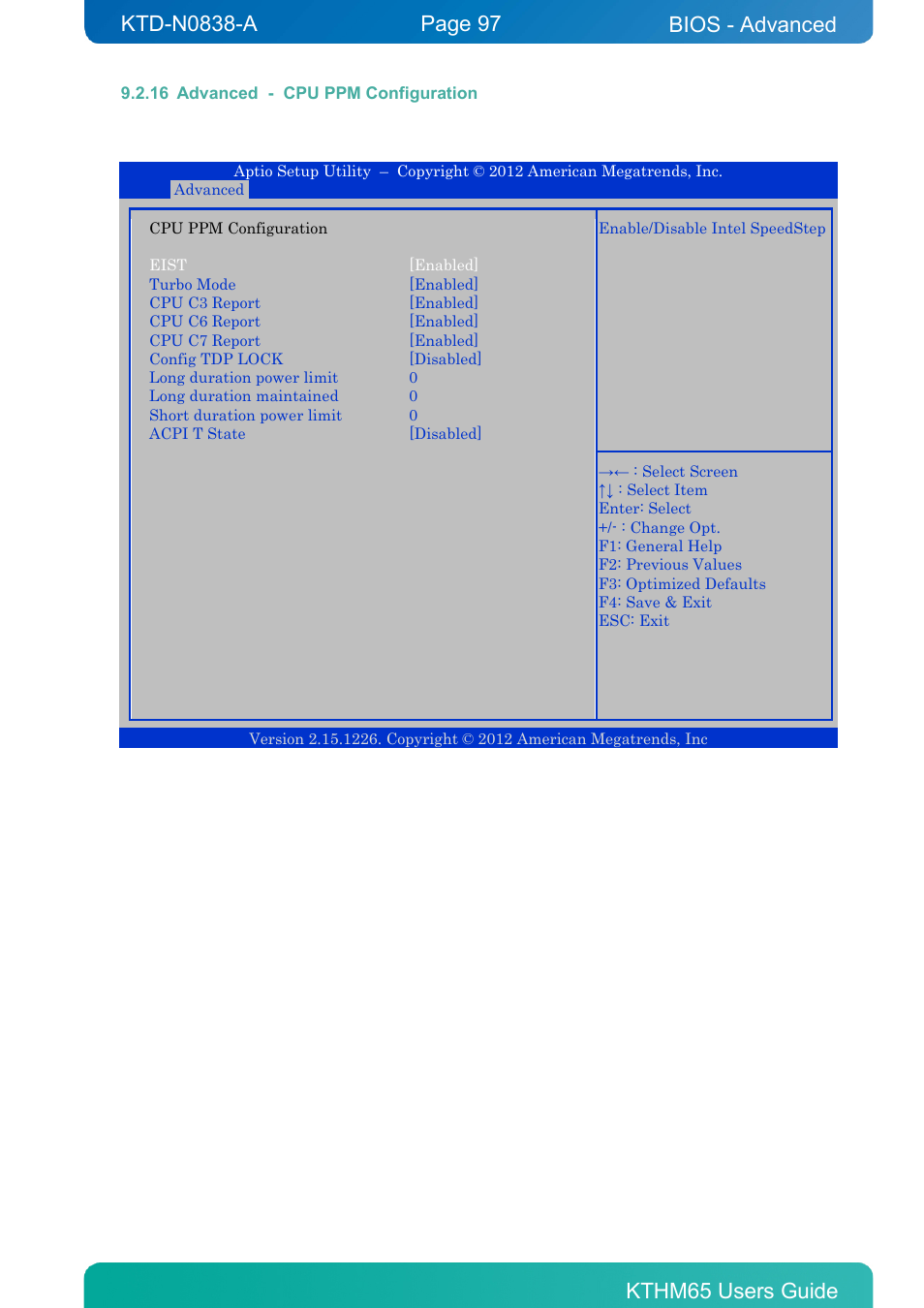 16 advanced - cpu ppm configuration, Advanced - cpu ppm configuration, Bios - advanced | Kontron KTHM65-mITX User Manual | Page 97 / 129