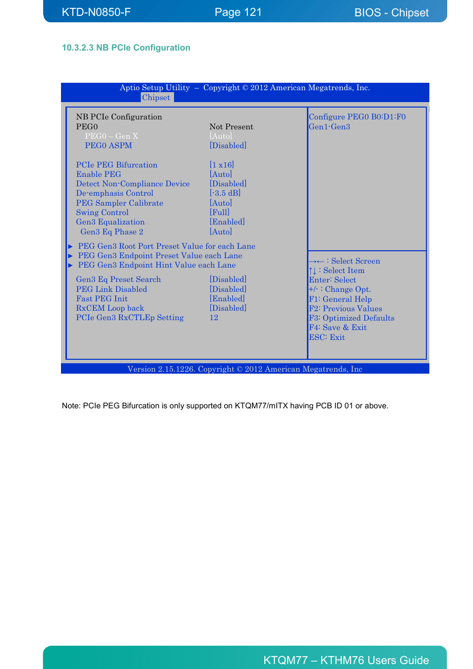 3 nb pcie configuration, Bios - chipset | Kontron KTHM76-mITX User Manual | Page 121 / 140