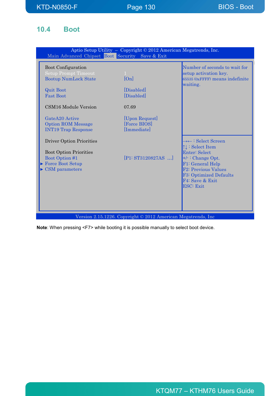 4 boot, Boot, Bios - boot | Kontron KTHM76-mITX User Manual | Page 130 / 140