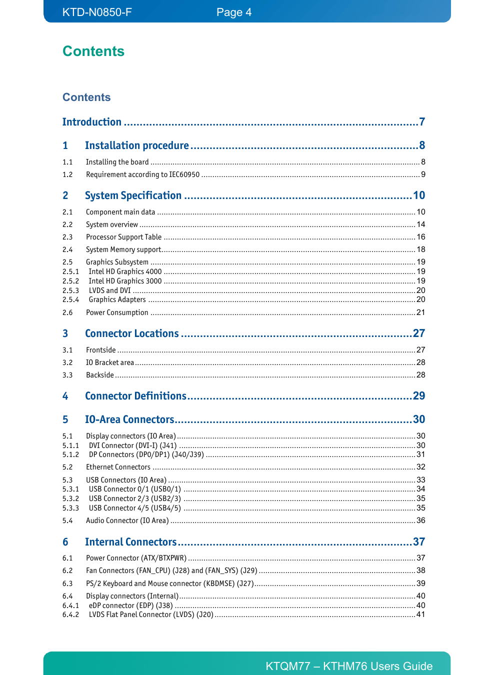 Kontron KTHM76-mITX User Manual | Page 4 / 140