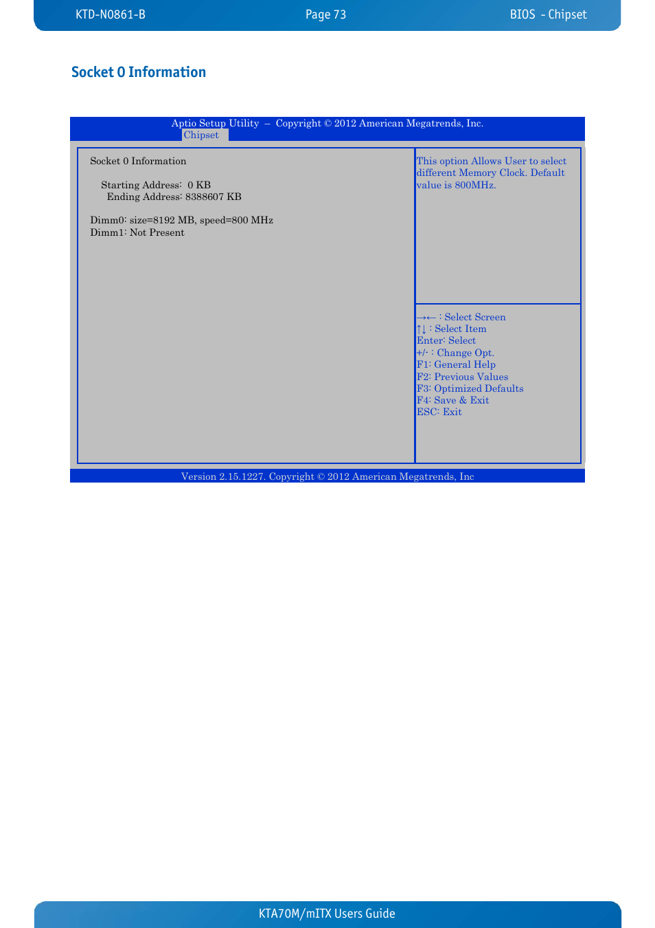 Socket 0 information, Kta70m/mitx users guide kta70m/mitx users guide | Kontron KTA70M-mITX User Manual | Page 80 / 88