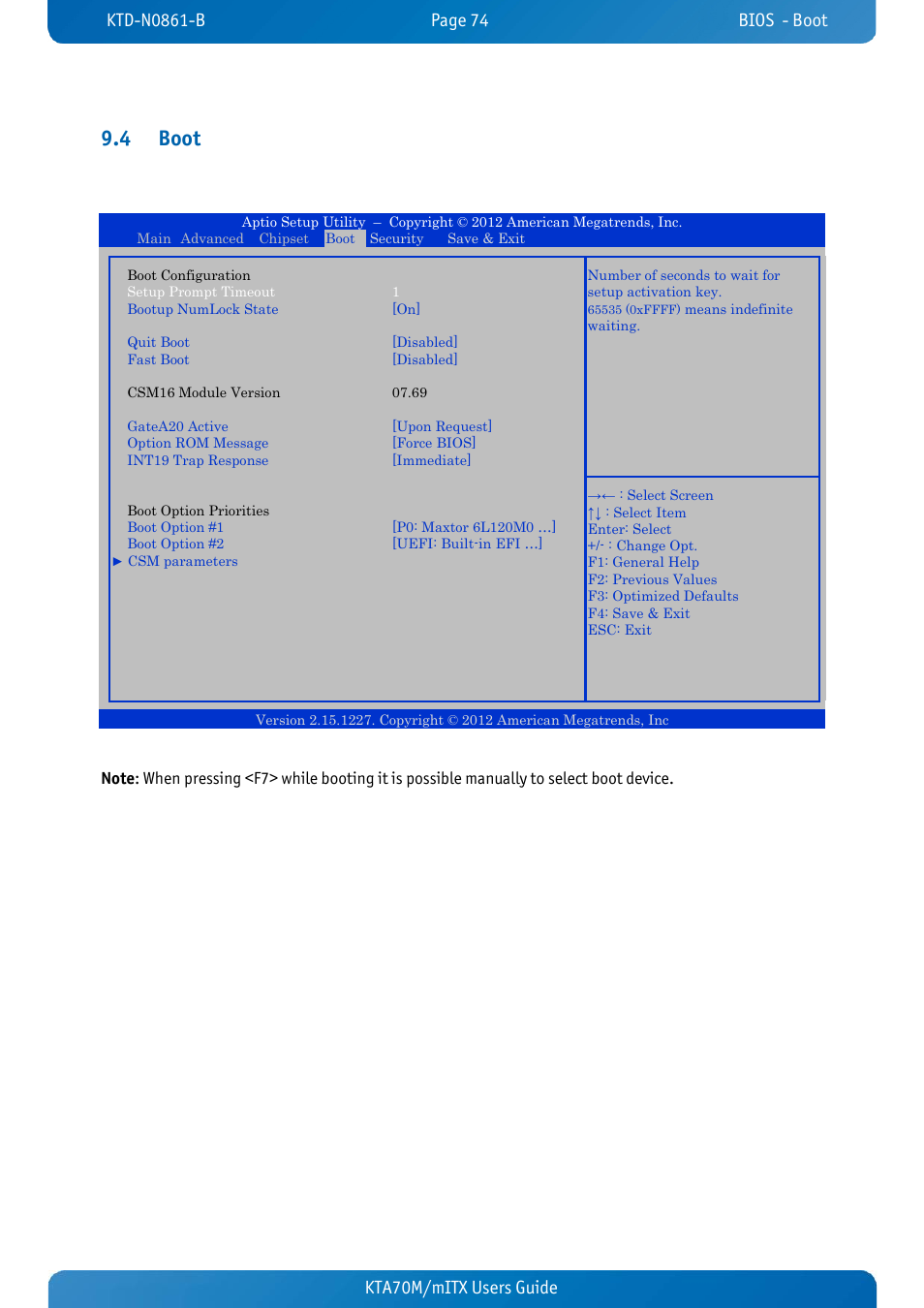 4 boot, Boot, Kta70m/mitx users guide kta70m/mitx users guide | Kontron KTA70M-mITX User Manual | Page 81 / 88