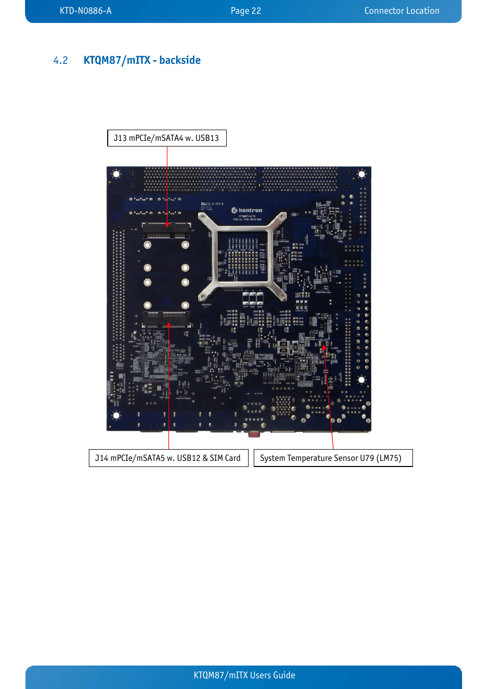 2 ktqm87/mitx - backside, Ktqm87/mitx - backside, Ktqm87/mitx - backside 4.2 | Kontron KTQM87-mITX User Manual | Page 24 / 110