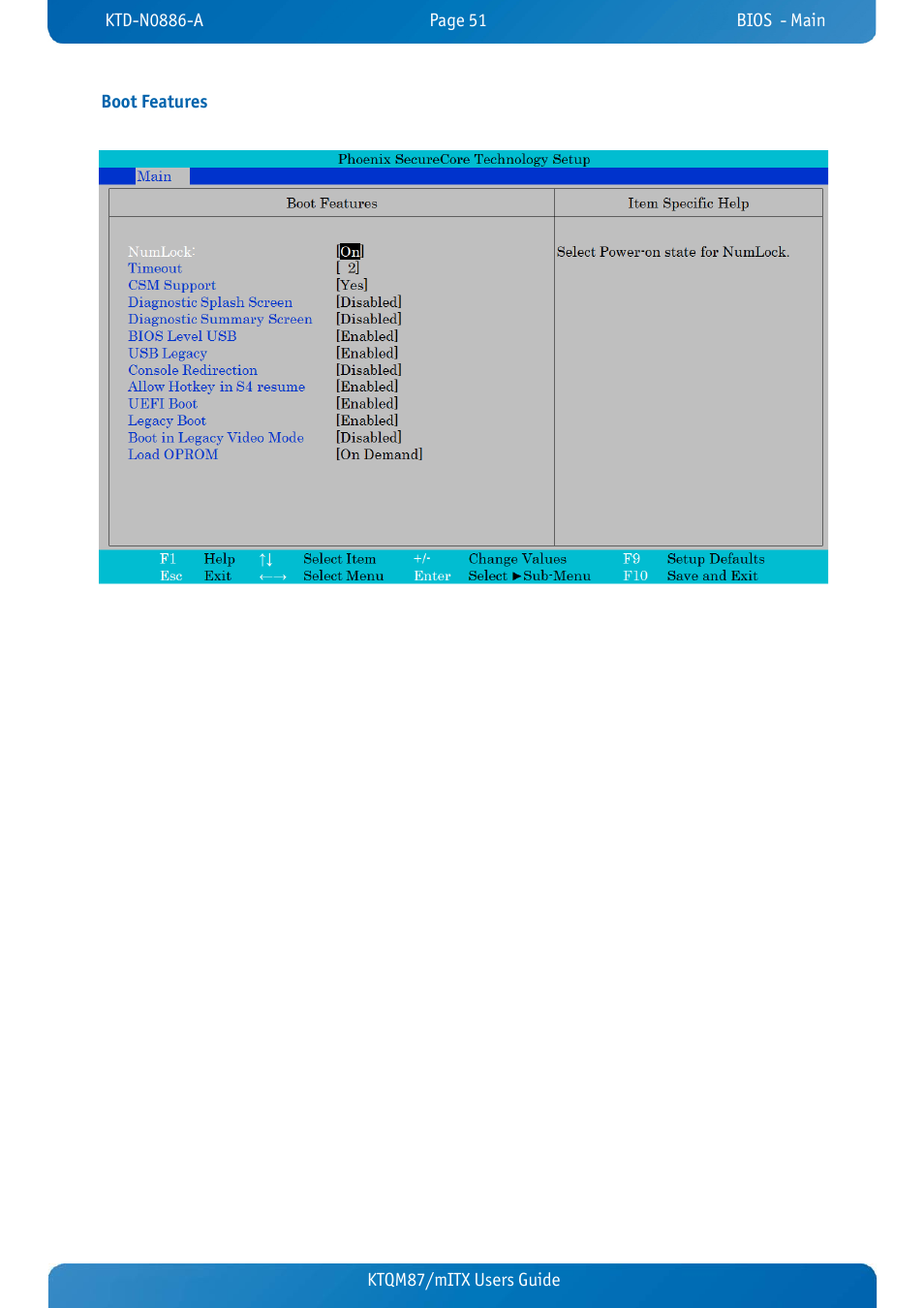 Boot features, Ktqm87/mitx users guide boot features | Kontron KTQM87-mITX User Manual | Page 53 / 110