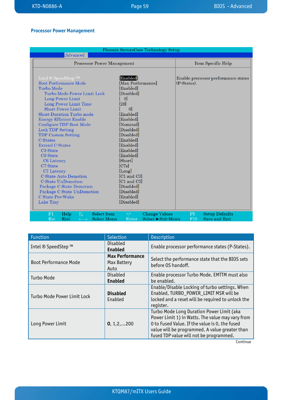 Processor power management, Ktqm87/mitx users guide | Kontron KTQM87-mITX User Manual | Page 61 / 110